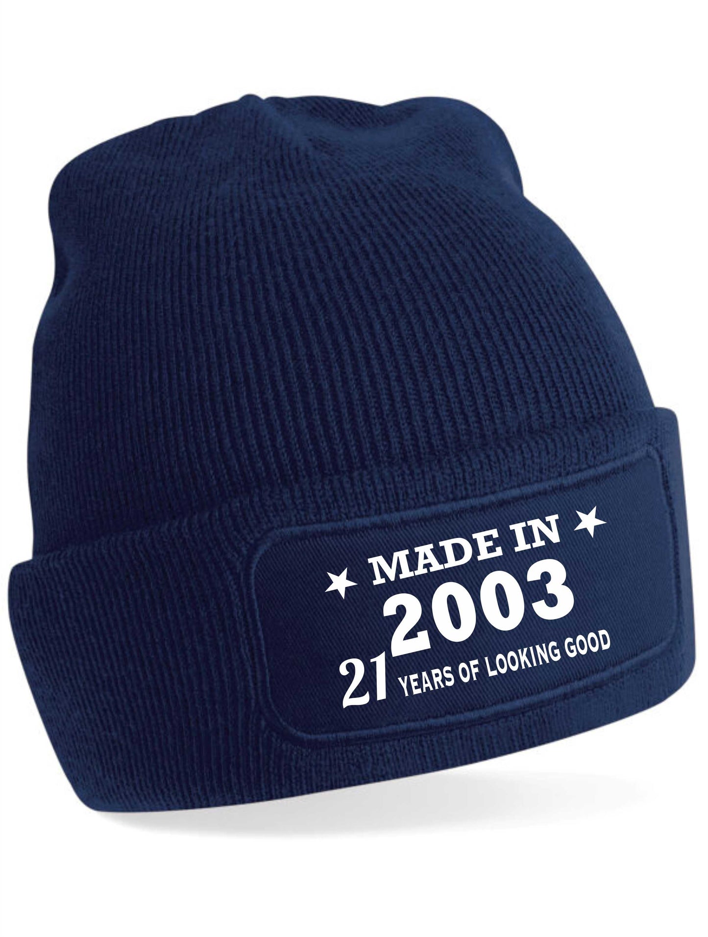 21st Birthday Made In 2003 Beanie Hat Gift for 21 Year Old For Men & Ladies