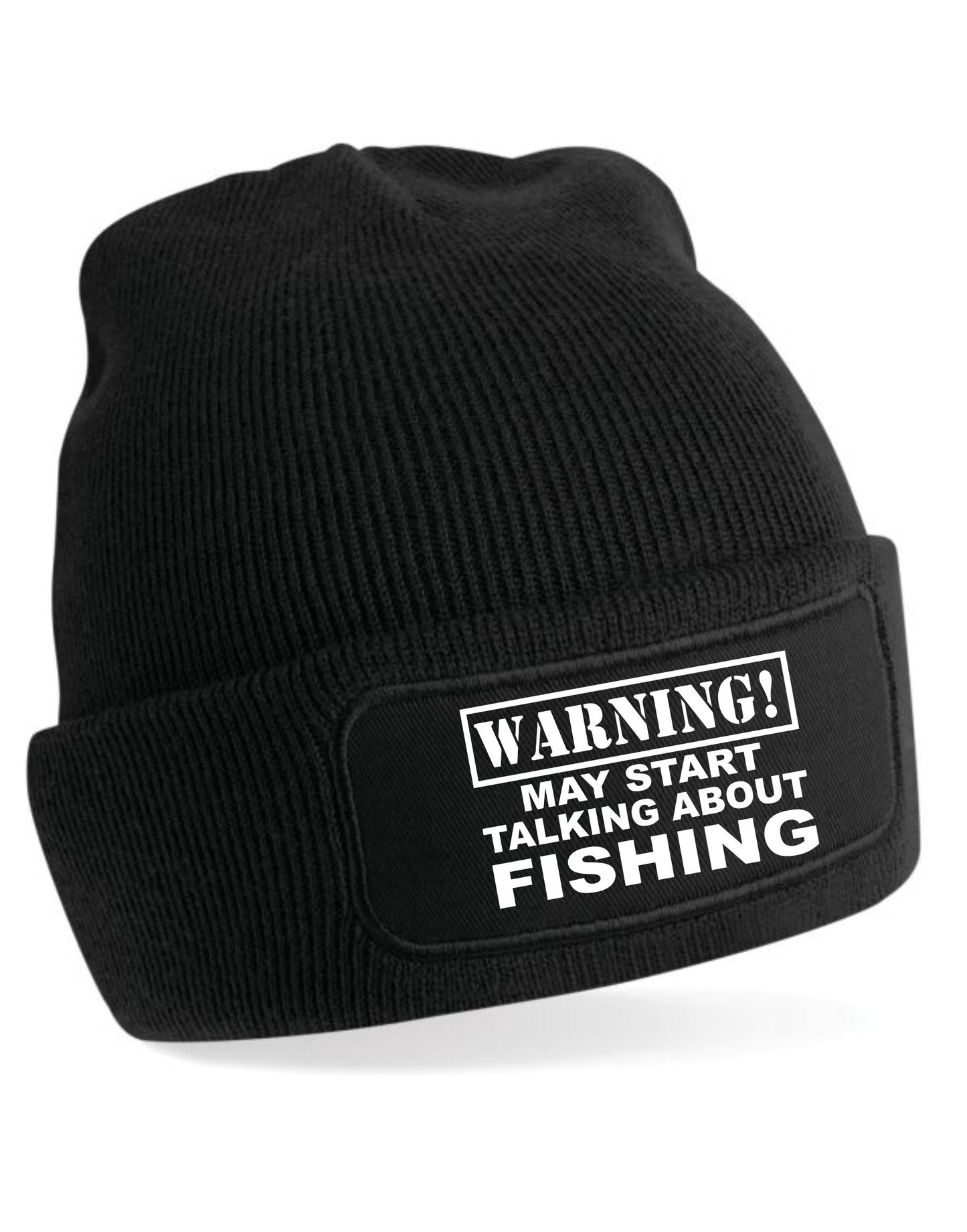 Warning May Talk About Fishing Unisex Slouch Cuffed Soft Feel Beanie Hat