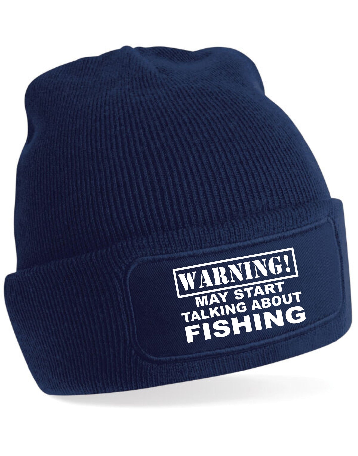 Warning May Talk About Fishing Unisex Slouch Cuffed Soft Feel Beanie Hat