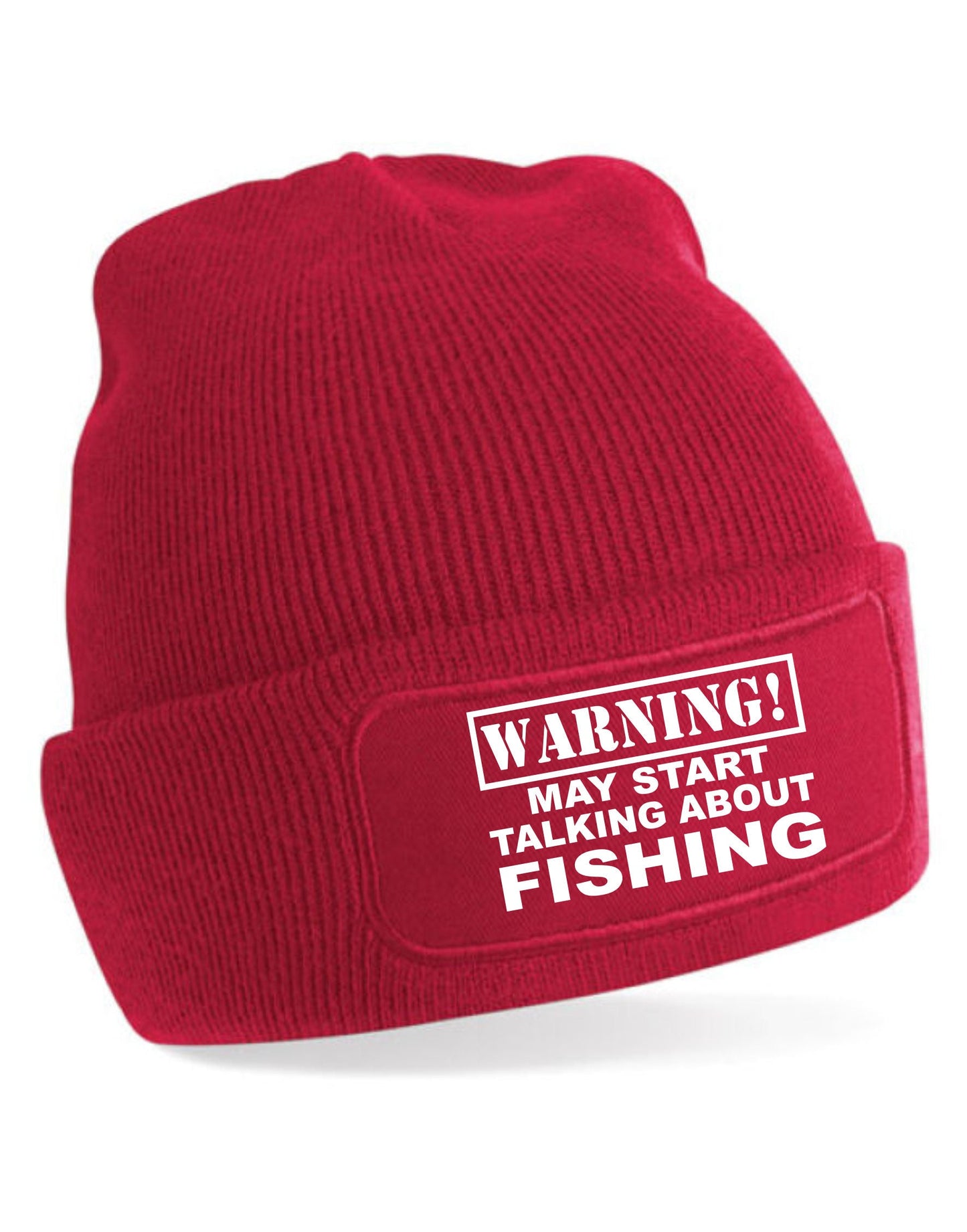 Warning May Talk About Fishing Unisex Slouch Cuffed Soft Feel Beanie Hat