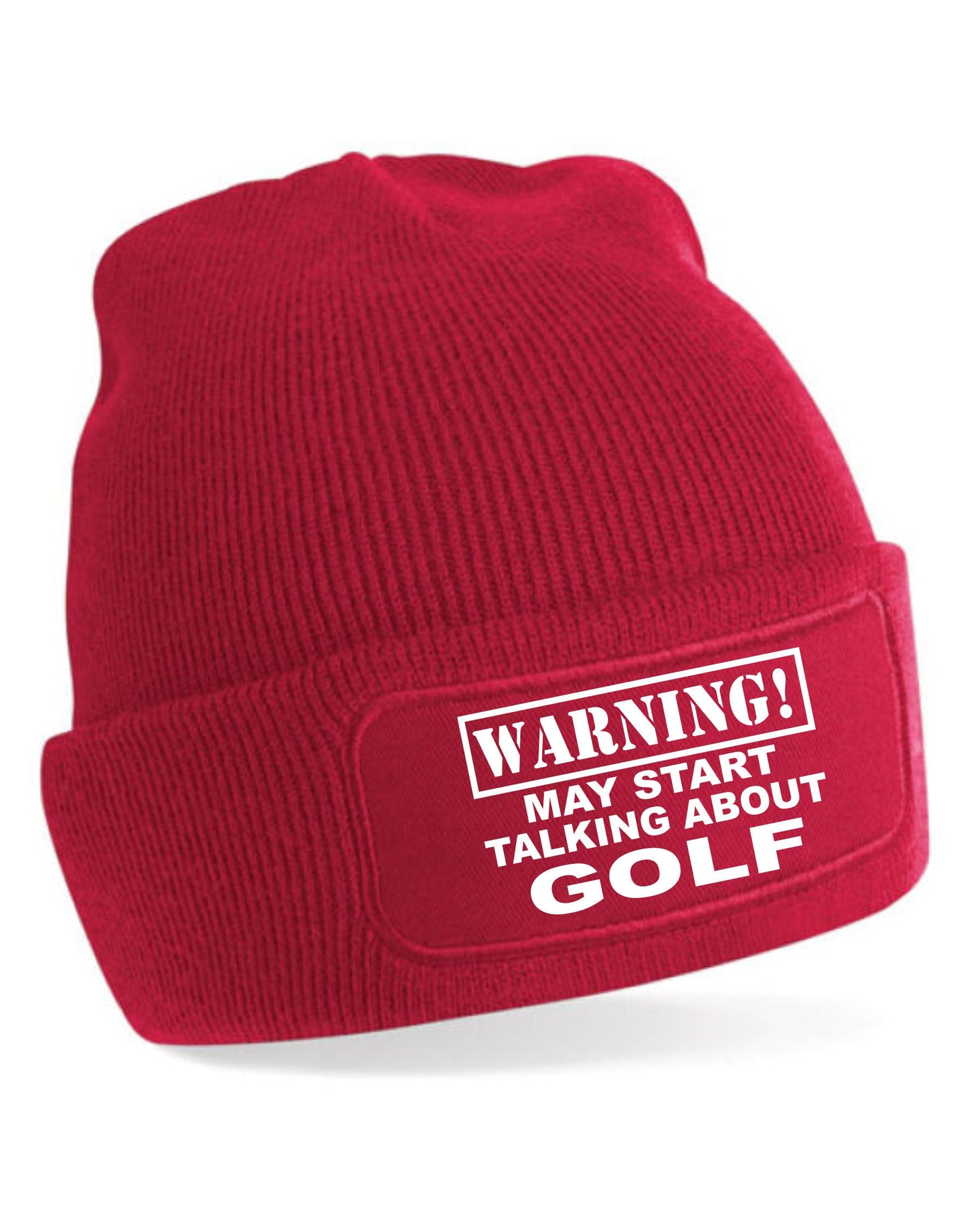 Warning May Talk About Golf Beanie Hat Golfing Gift for Men & Ladies Golf Hat