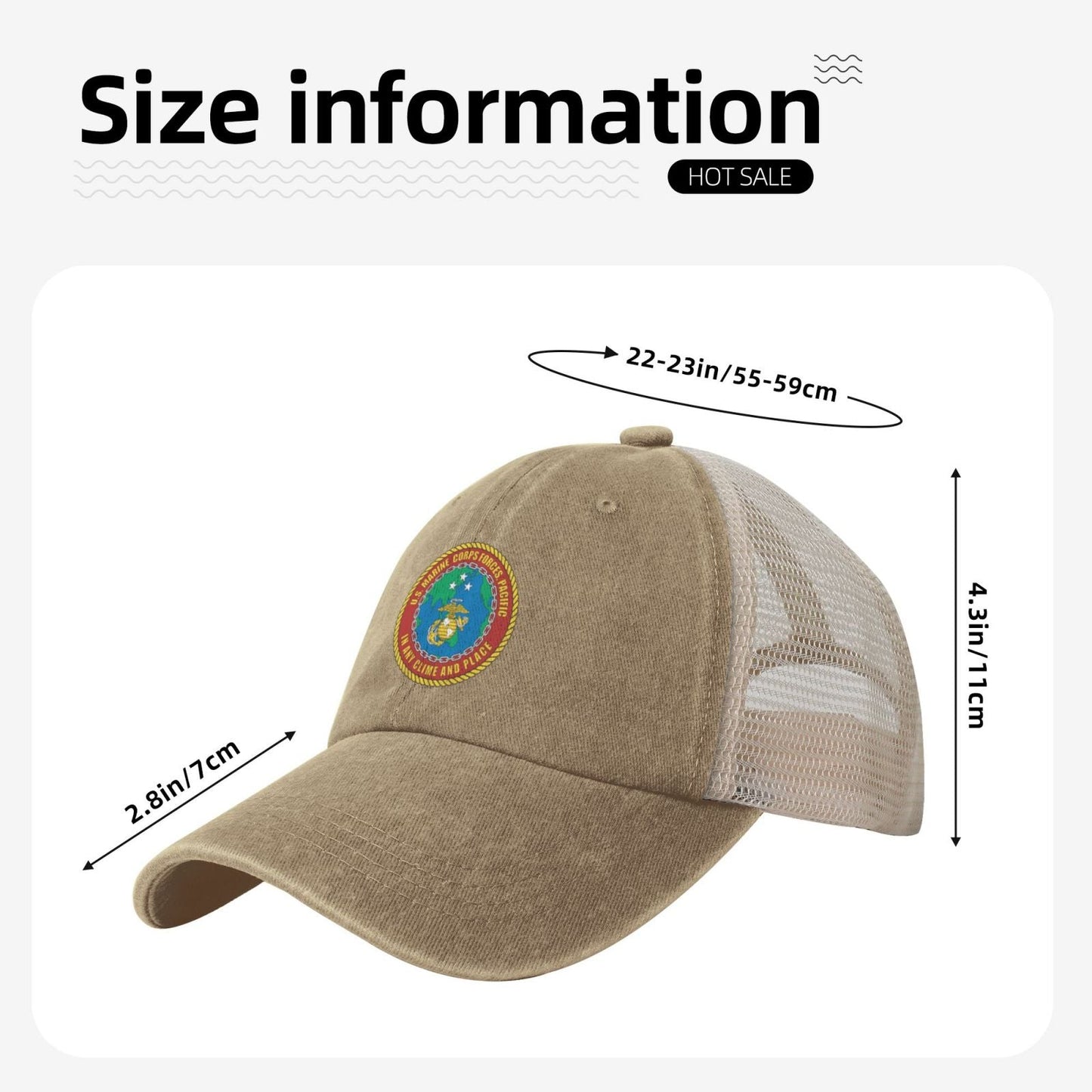 Seal Of U.S. Marine Corps Forces Pacific Printed unisex baseball cap adjustable grid baseball cap veteran gift