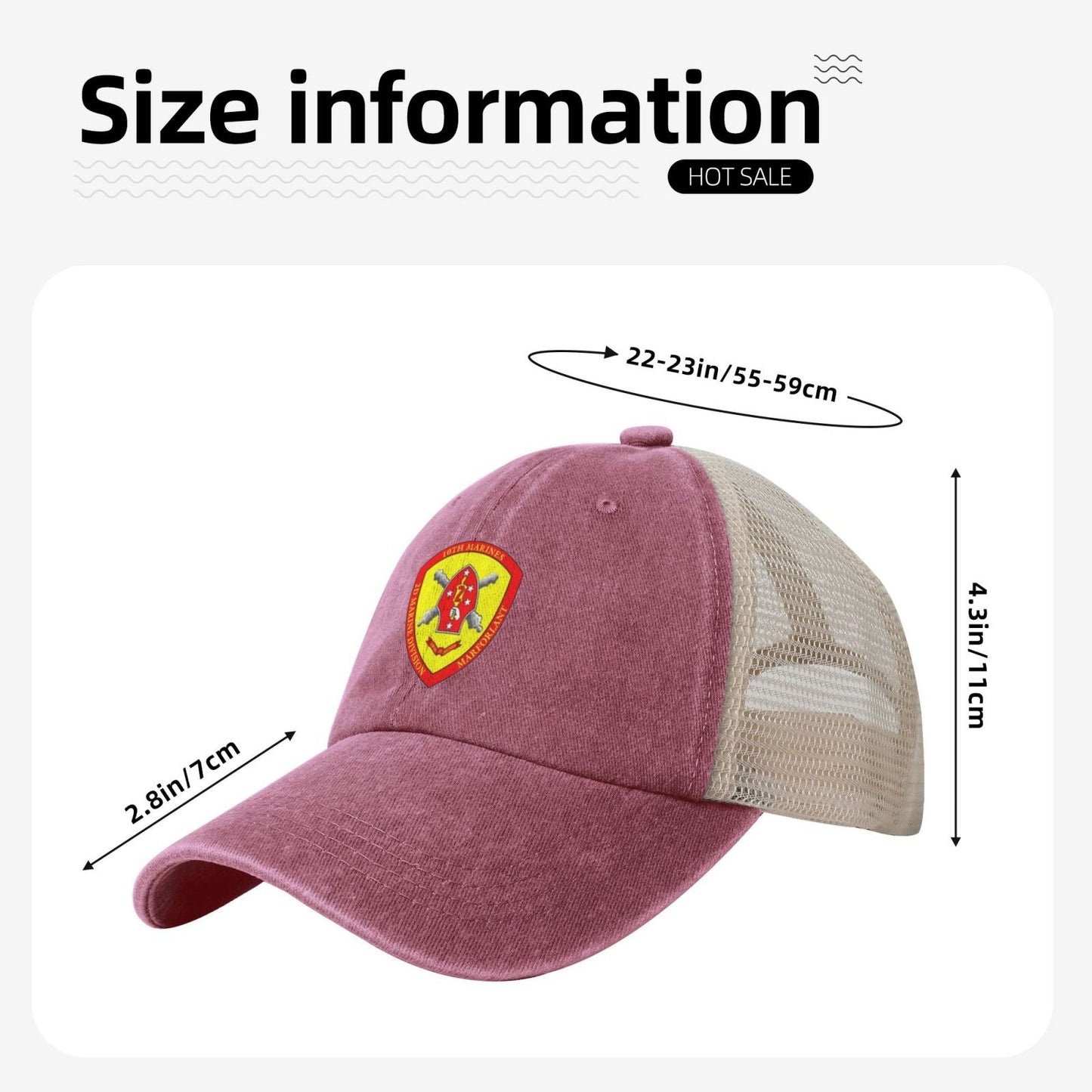 10th Marine Regiment Seal Printed unisex baseball cap adjustable grid baseball cap veteran gift