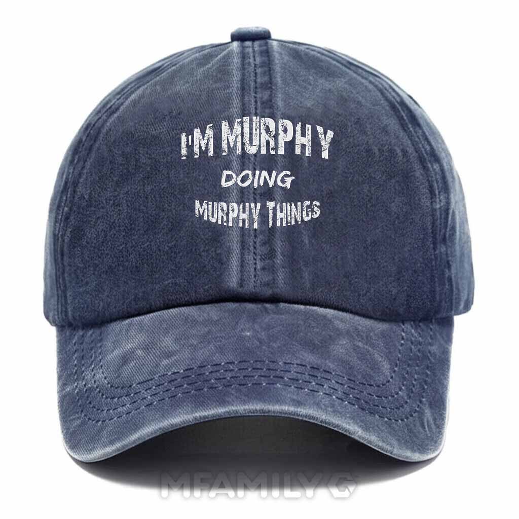 Murphy Doing Murphy Things Washed Baseball Cap
