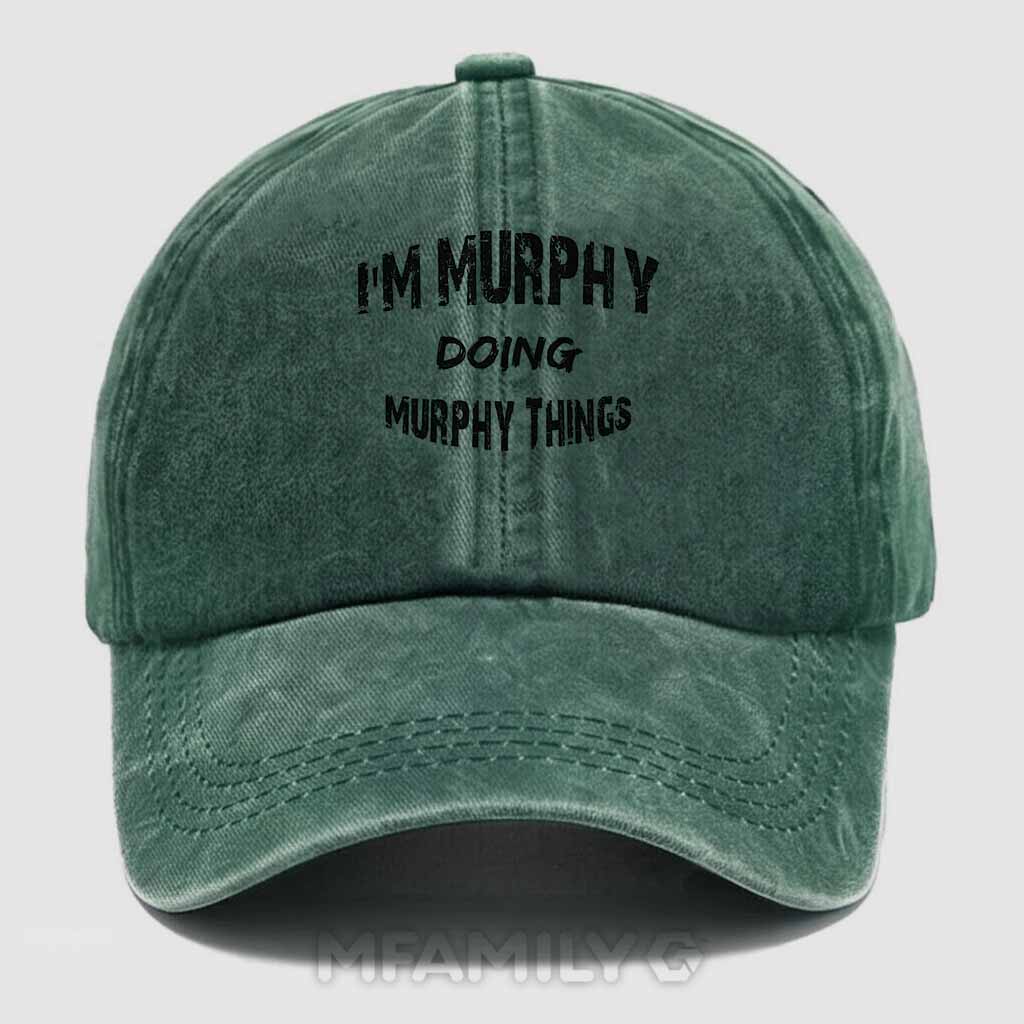 Murphy Doing Murphy Things Washed Baseball Cap