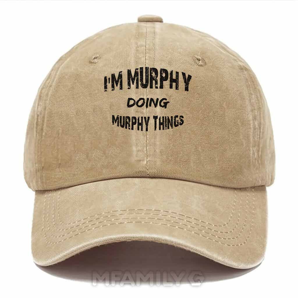 Murphy Doing Murphy Things Washed Baseball Cap