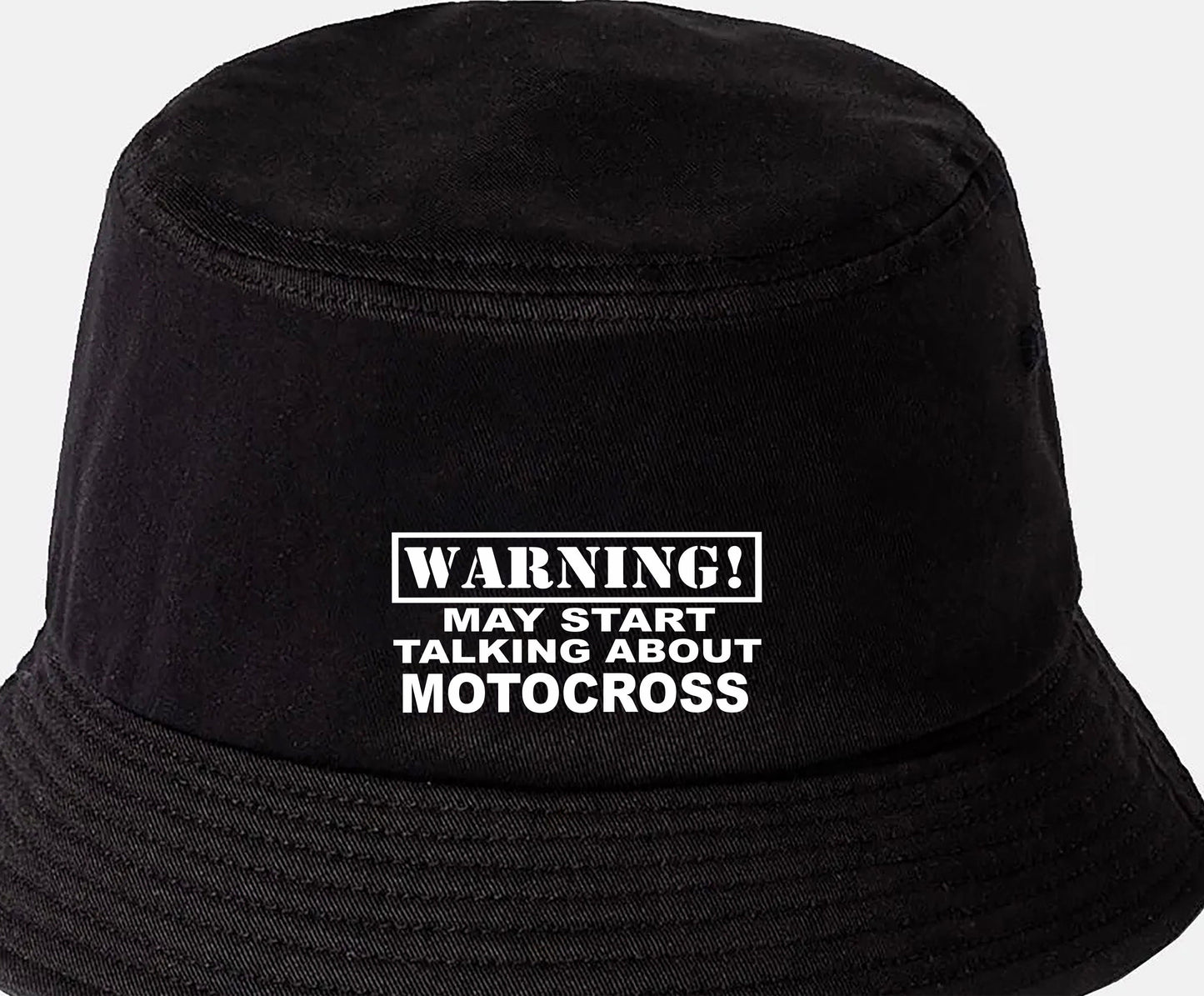 Warning May Talk About Motocross Bucket Hat Gift for Men & Ladies