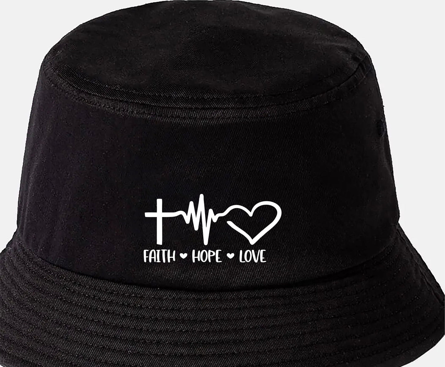 Faith Love Hope Bucket Hat Christian Religion Gift for Men & Ladies