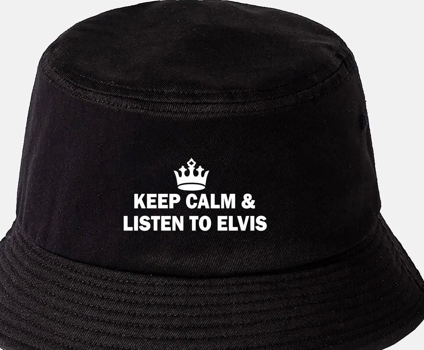 Keep Calm & Listen to Elvis Bucket Hat Music Lovers Gift Men & Ladies