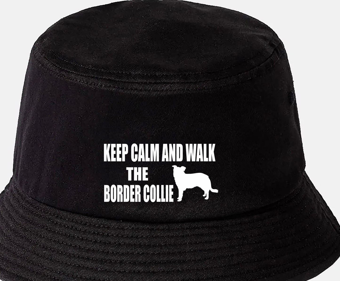 Keep Calm & Walk The Border Collie Bucket Hat Dog Lovers Gift for Men & Ladies