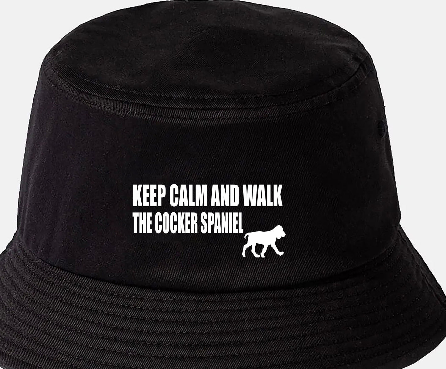 Keep Calm & Walk The Cocker Spaniel Bucket Hat Dog Lovers Gift for Men & Ladies