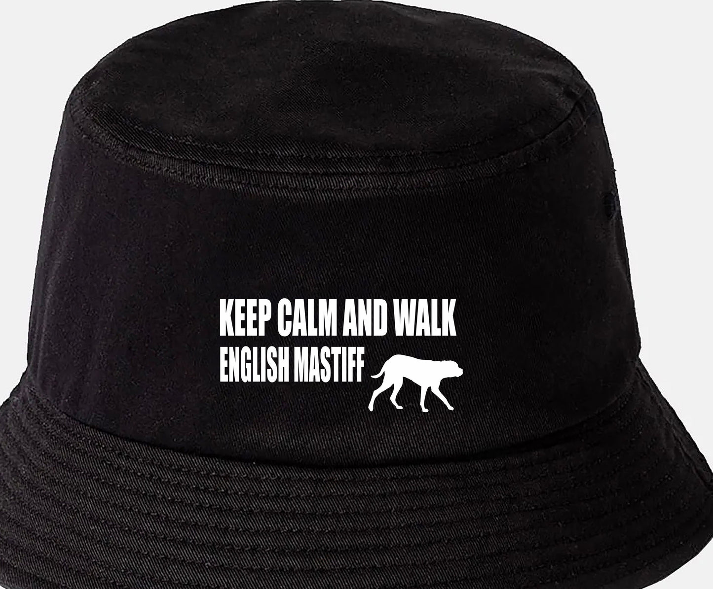 Keep Calm & Walk The English Mastiff Bucket Hat Dog Lovers Gift for Men & Ladies