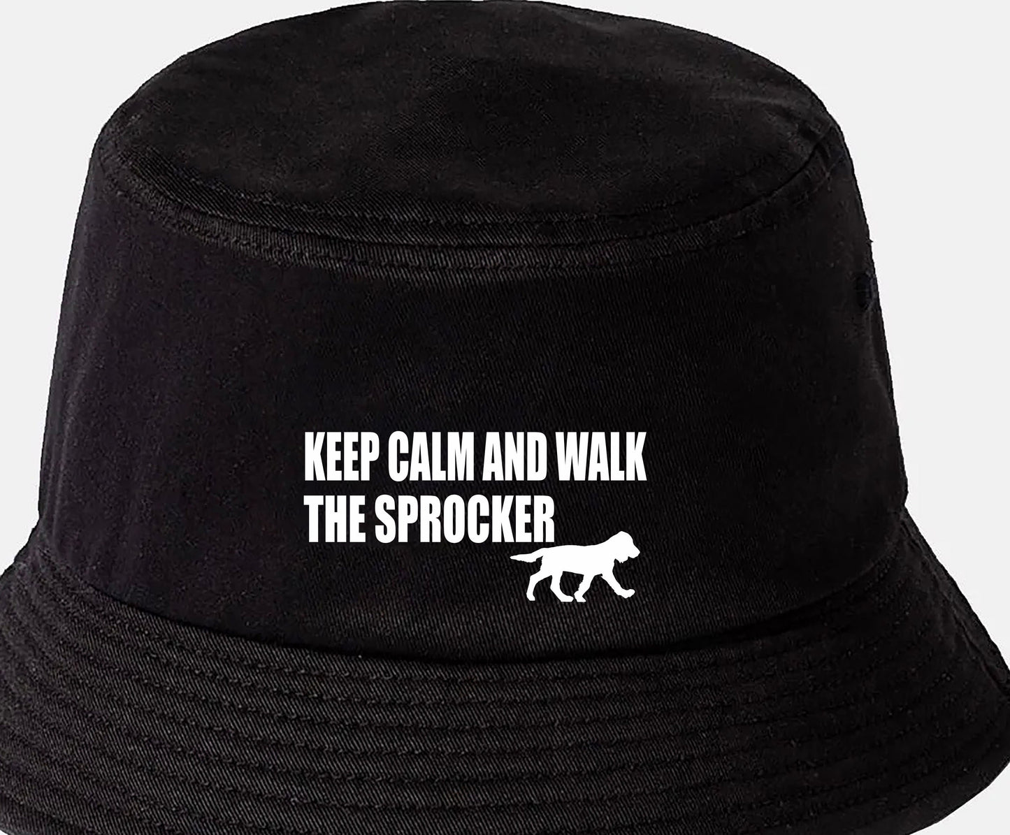 Keep Calm & Walk The Sprocker Bucket Hat Dog Lovers Gift for Men & Ladies