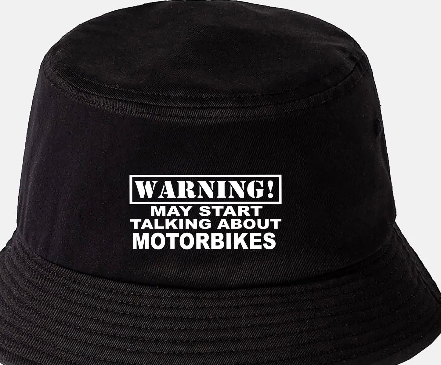 Warning May Talk About Motorbikes Bucket Hat Bikers Gift for Men & Ladies