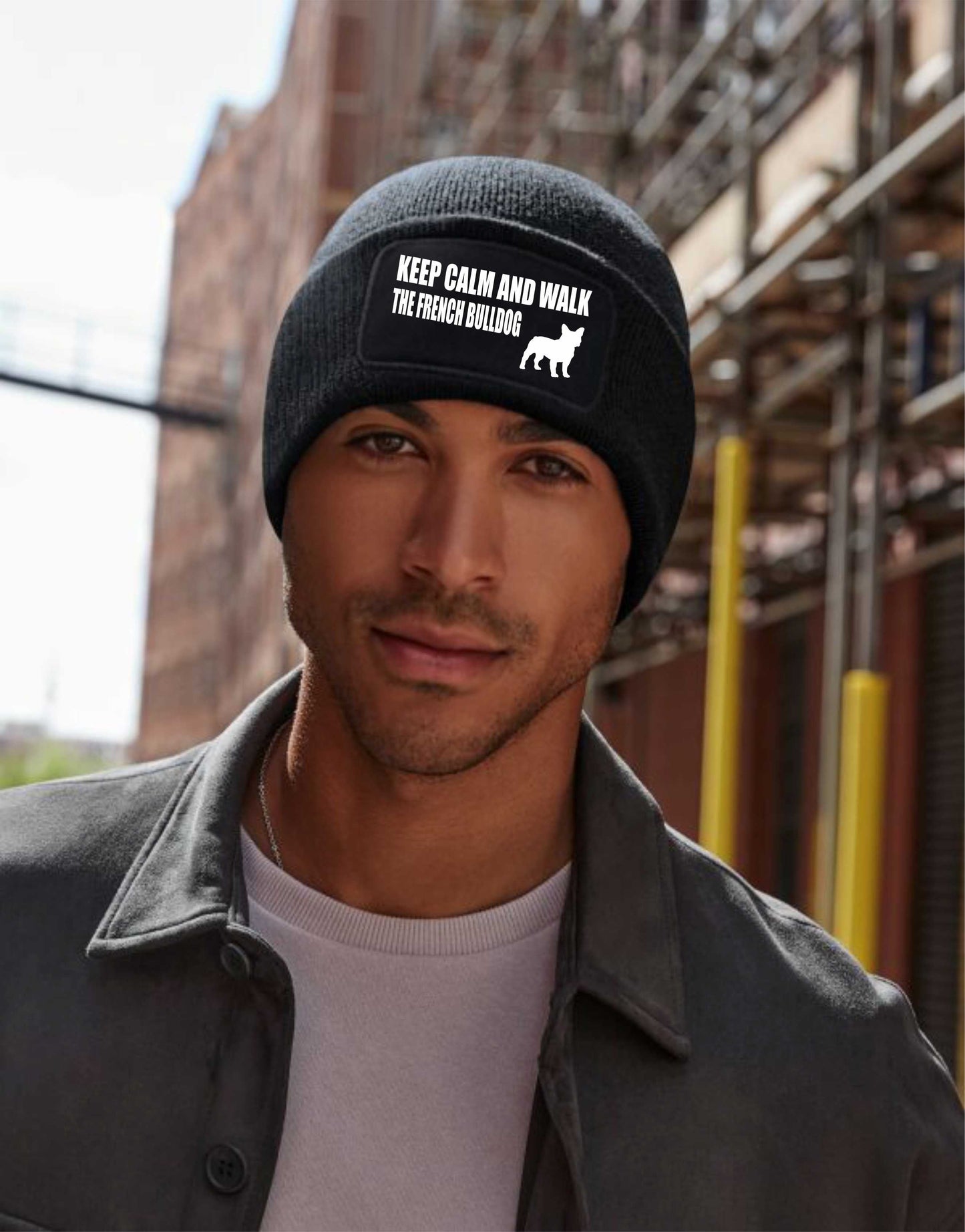 Keep Calm Walk French Bulldog Beanie Hat Dog Lovers Gift For Men & Ladies