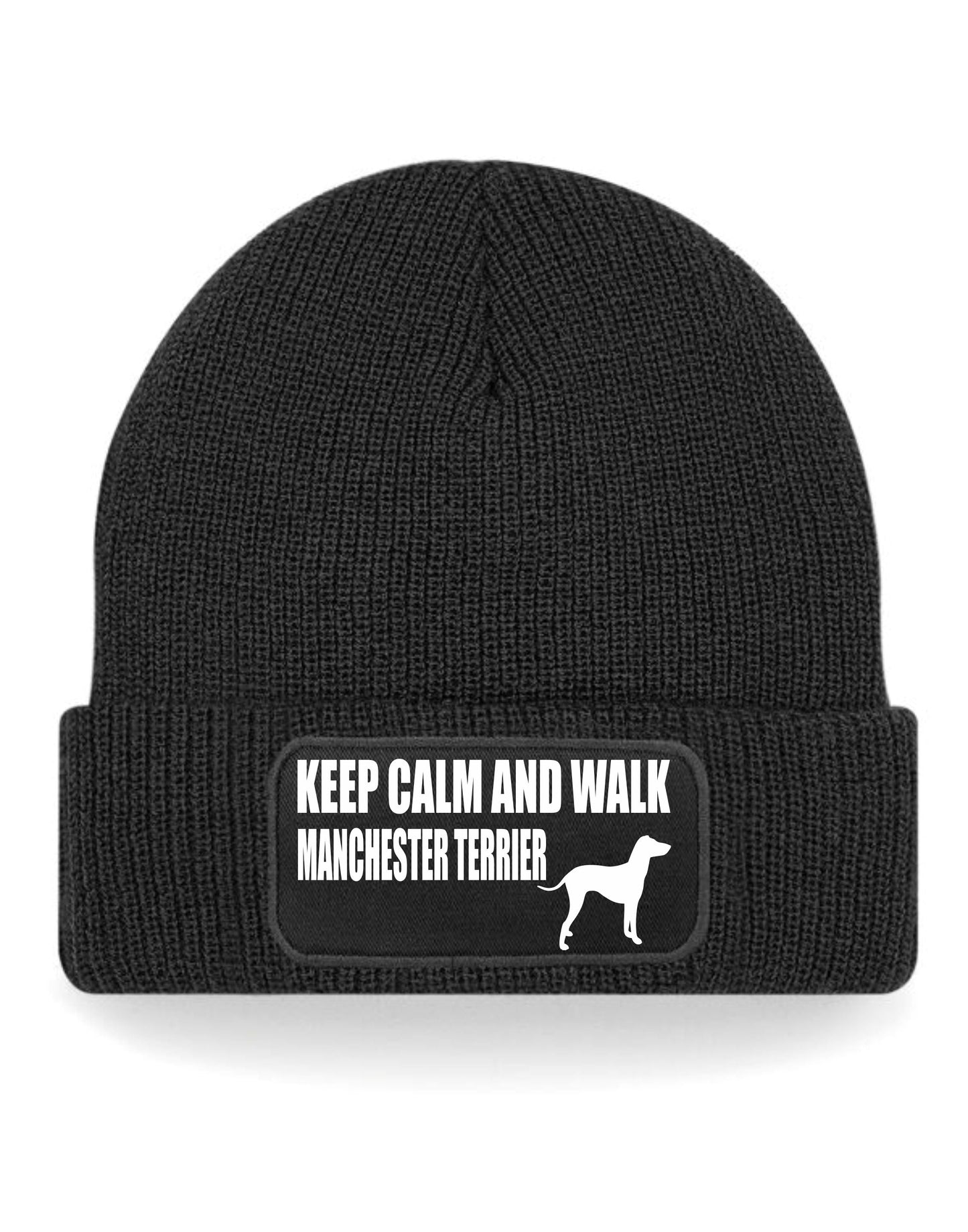 Keep Calm & Walk Manchester Terrier Beanie Hat Dog Lovers For Men & Ladies