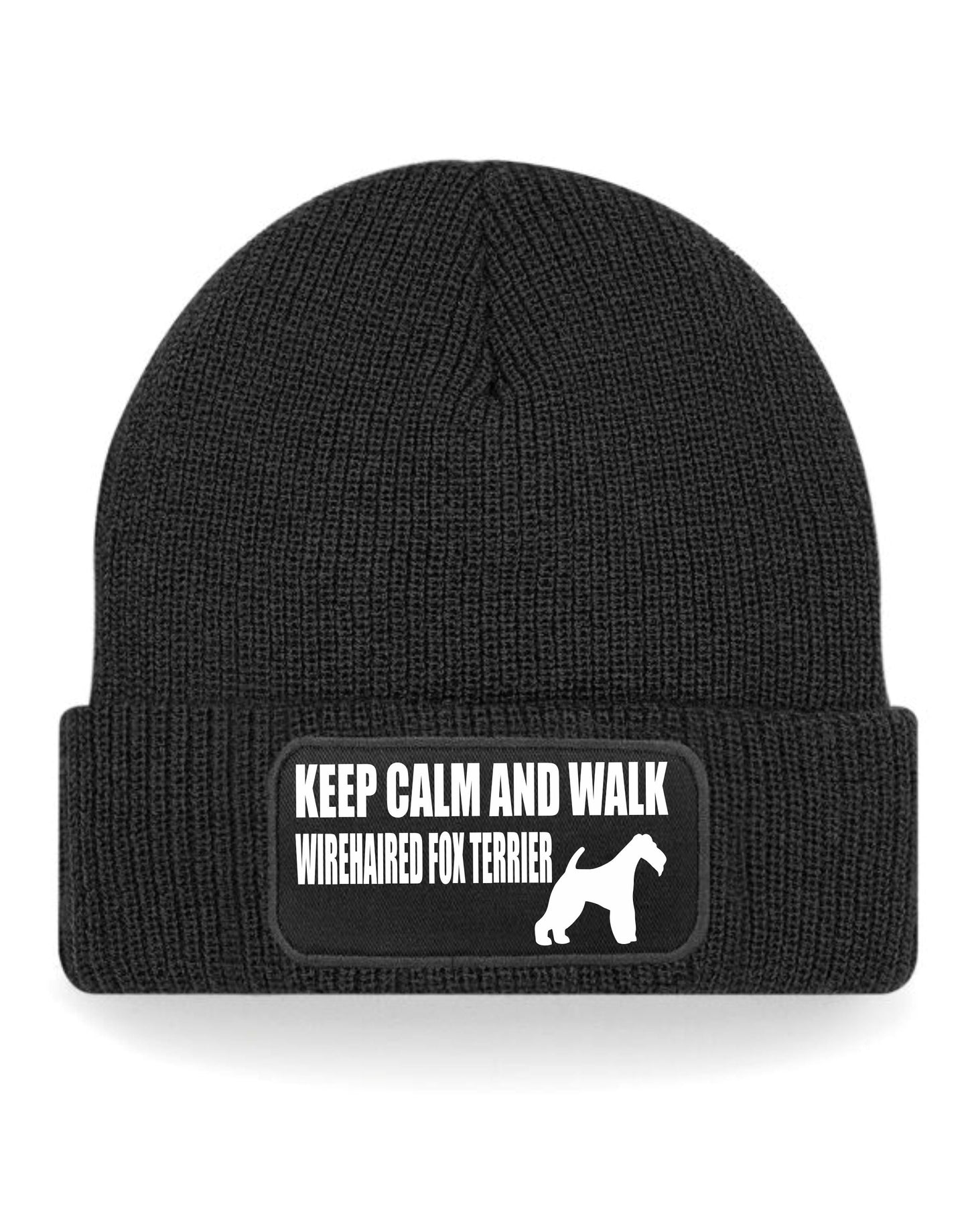 Keep Calm & Walk Wire Fox Terrier Beanie Hat Dog Lovers Gift For Men & Ladies