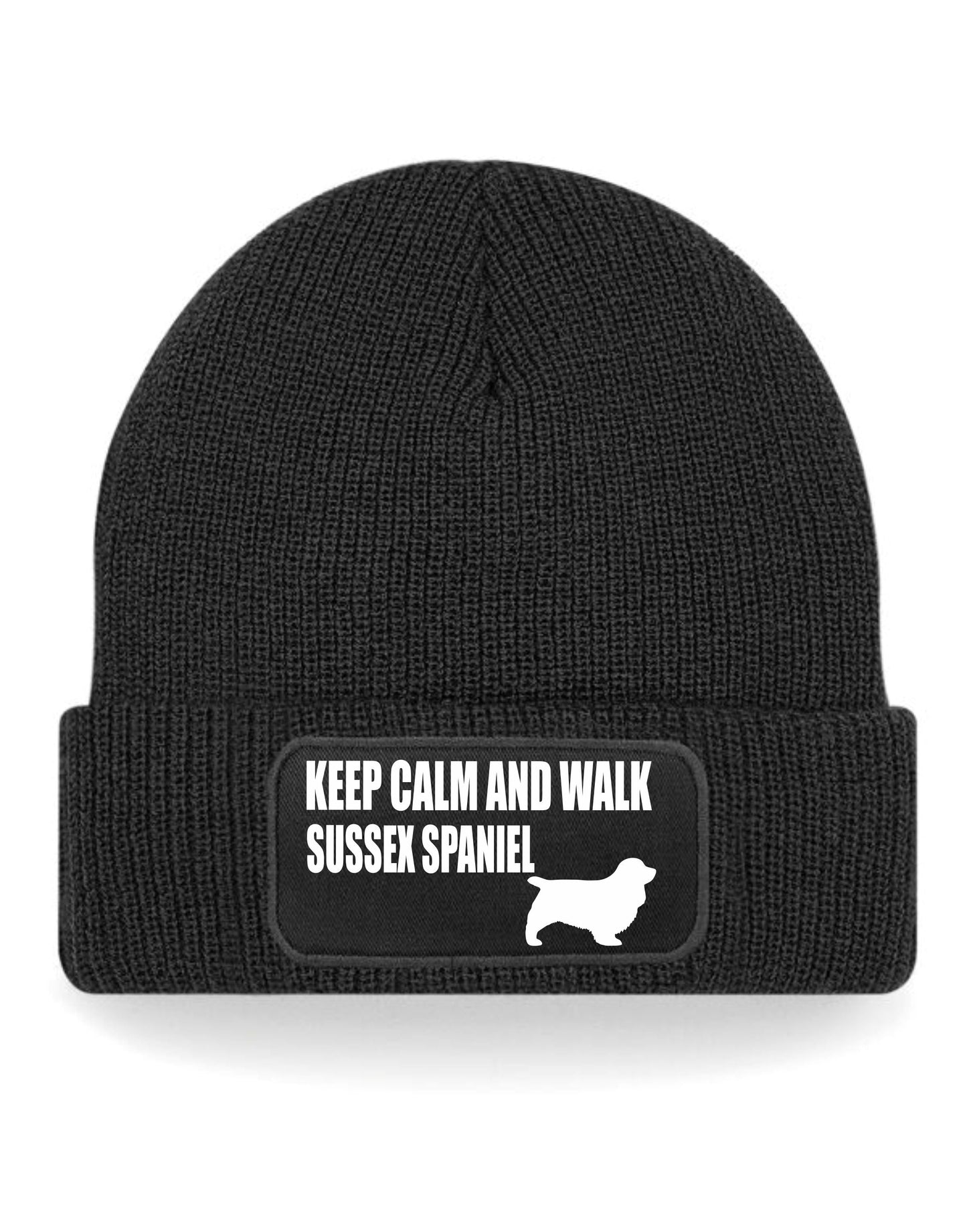 Keep Calm & Walk Sussex Spaniel Beanie Hat Dog Lovers Gift For Men & Ladies
