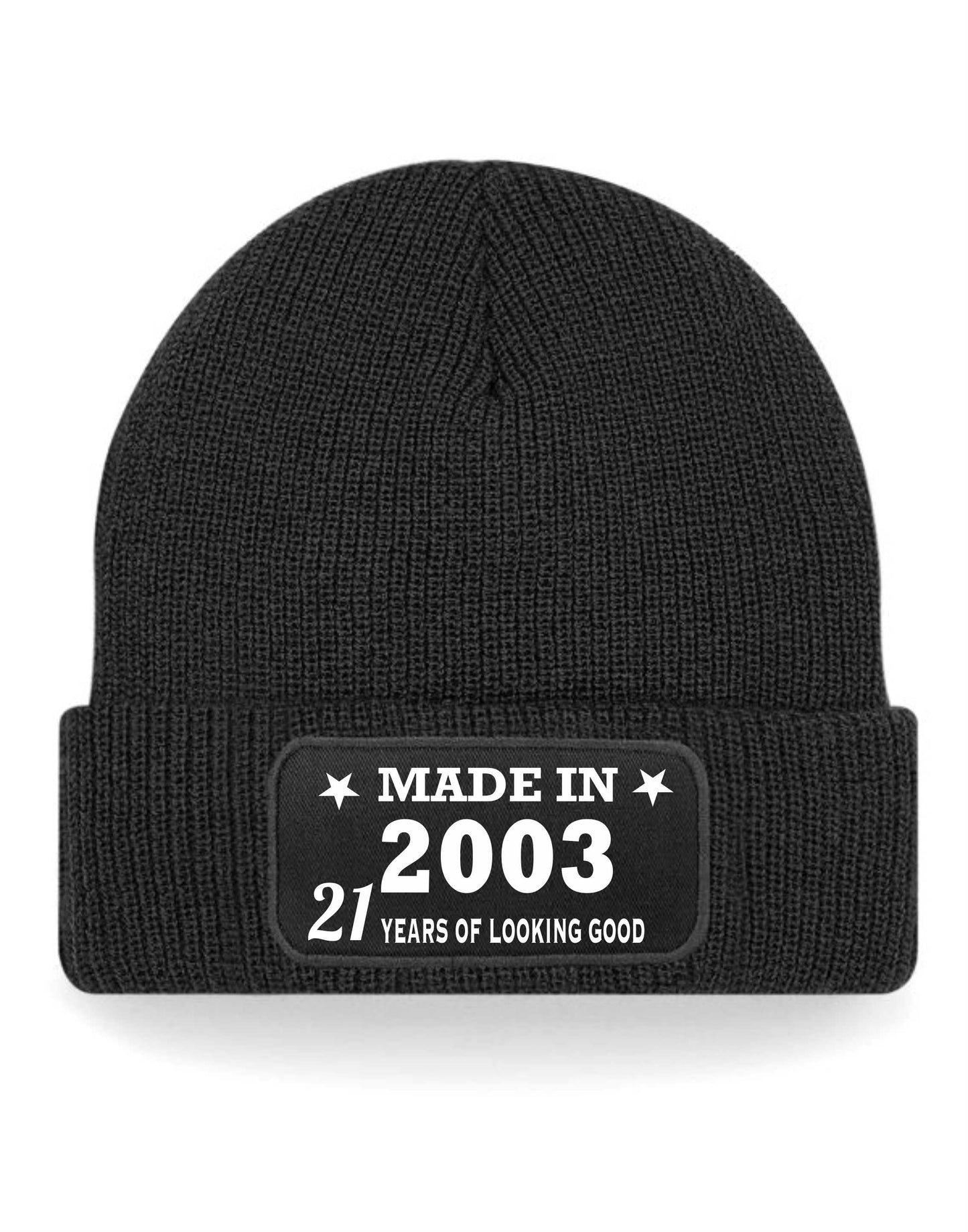 21st Birthday Made In 2003 Beanie Hat Gift for 21 Year Old For Men & Ladies