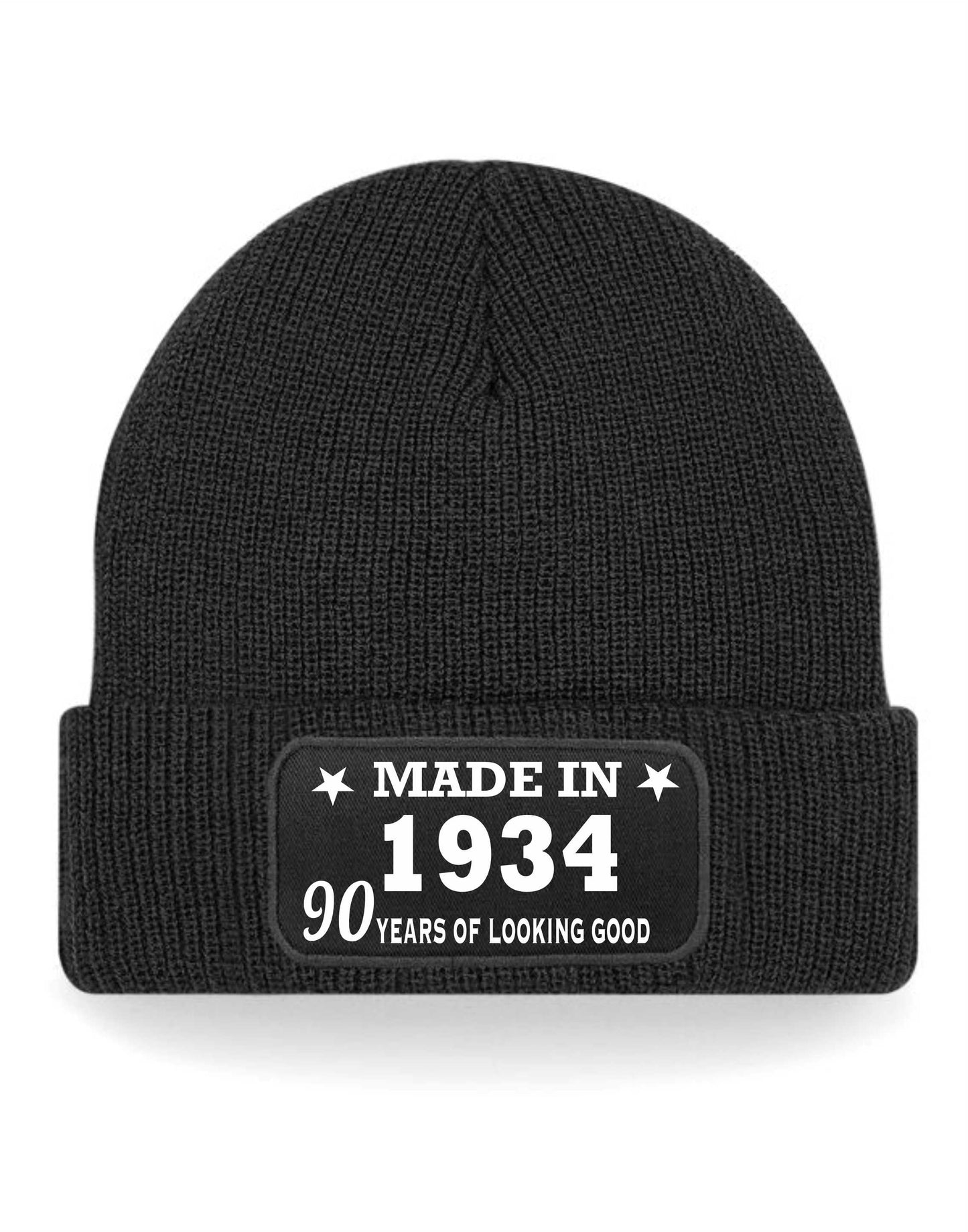 90th Birthday Made In 1934 Beanie Hat Gift for 90 Year Old For Men & Ladies