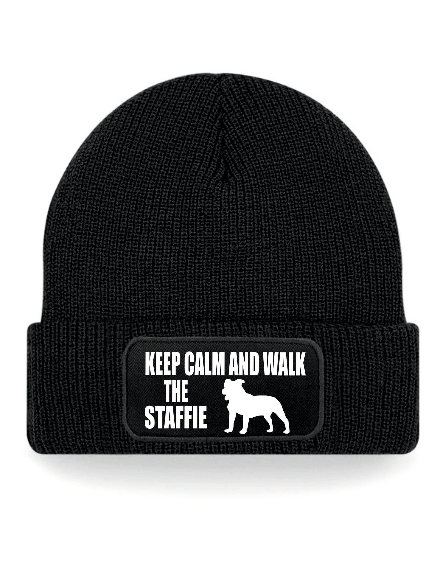 Keep Calm & Walk The Staffie Beanie Hat Dog Lovers Gift Great For Men & Ladies