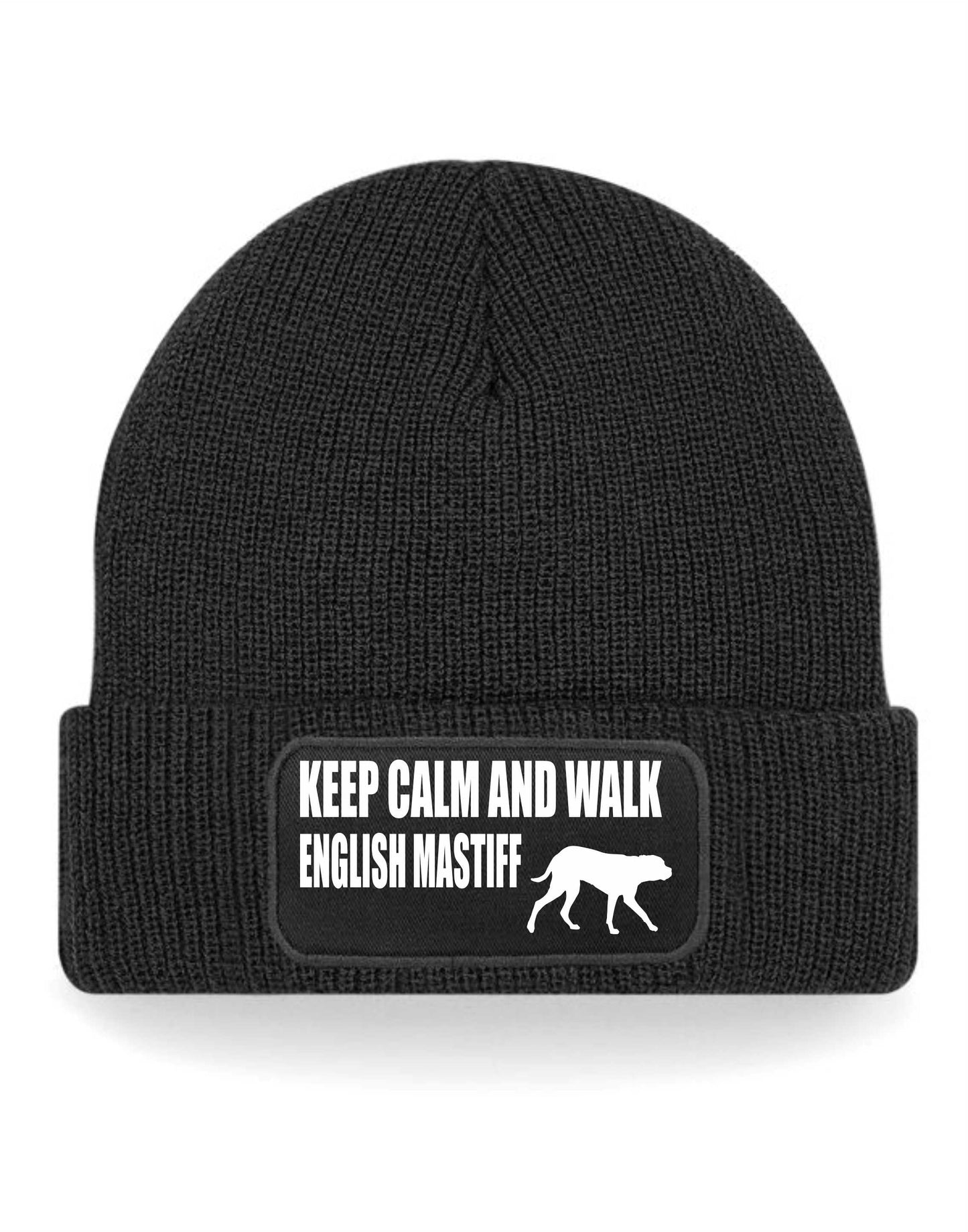 Keep Calm & Walk English Mastiff Beanie Hat Dog Lovers Gift For Men & Ladies
