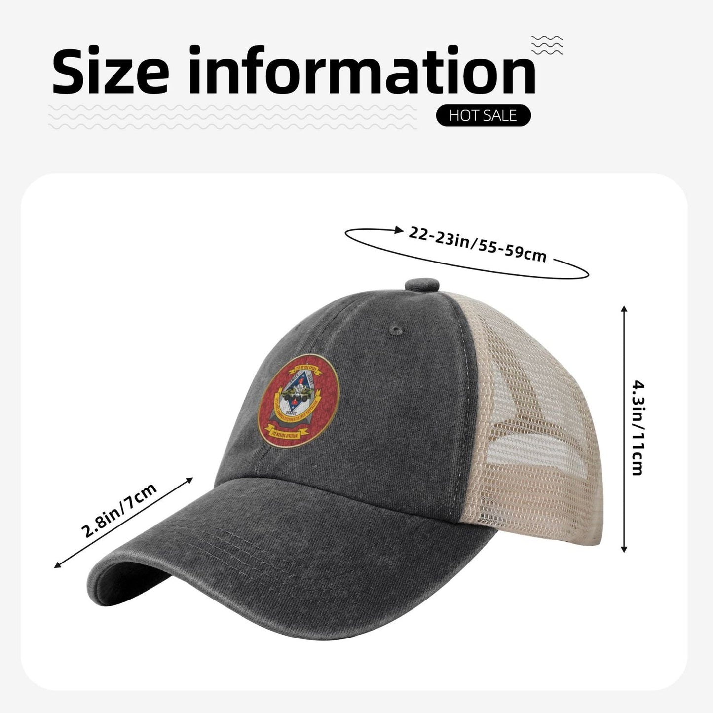 1stLAR Printed unisex baseball cap adjustable grid baseball cap veteran gift