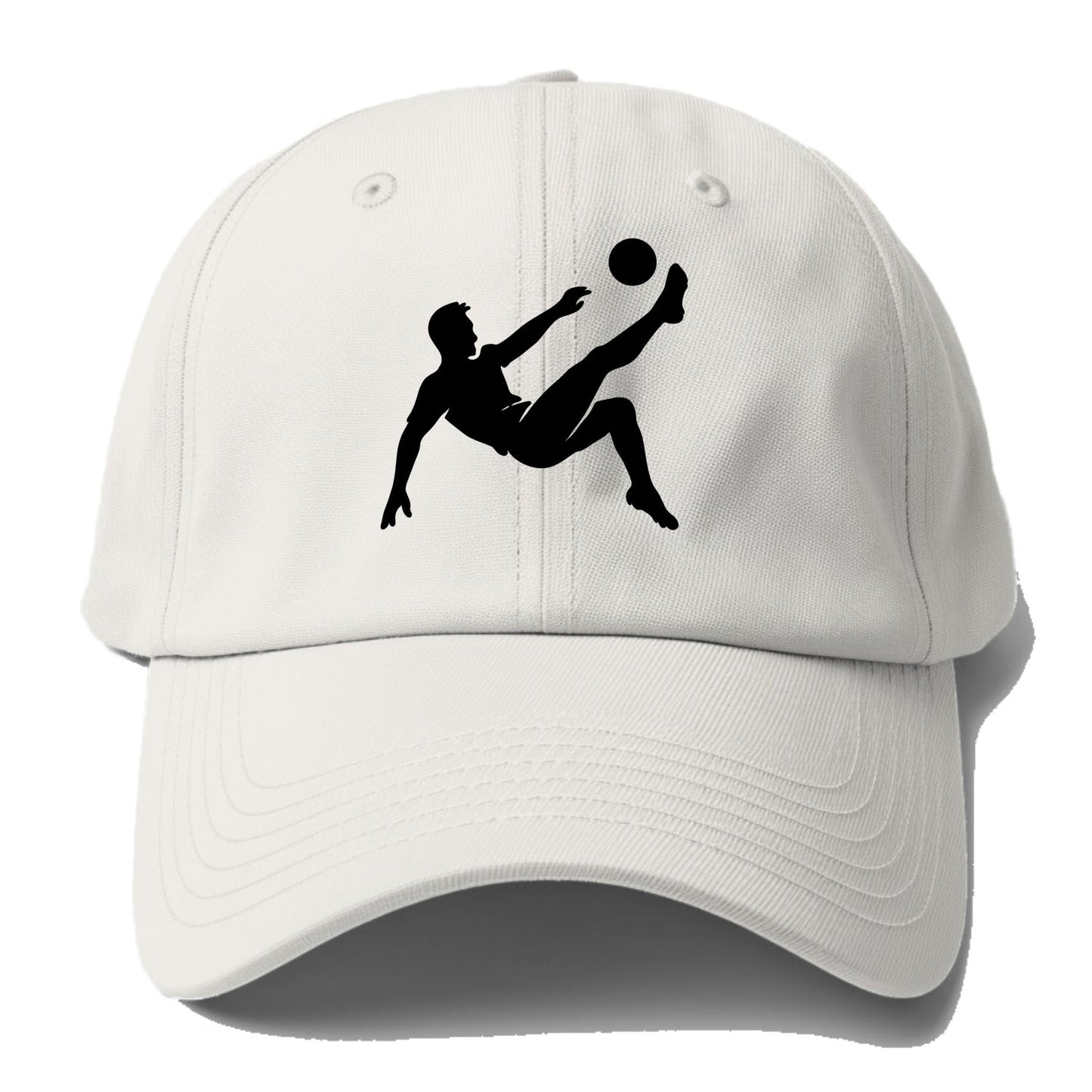 Soccer player kicking ball mid-air - Baseball Cap