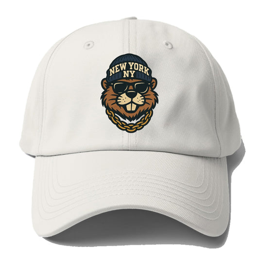 {animal:beaver,locationText:NEW YORK,initials:NY,beanieColor:navy,ca - Baseball Cap