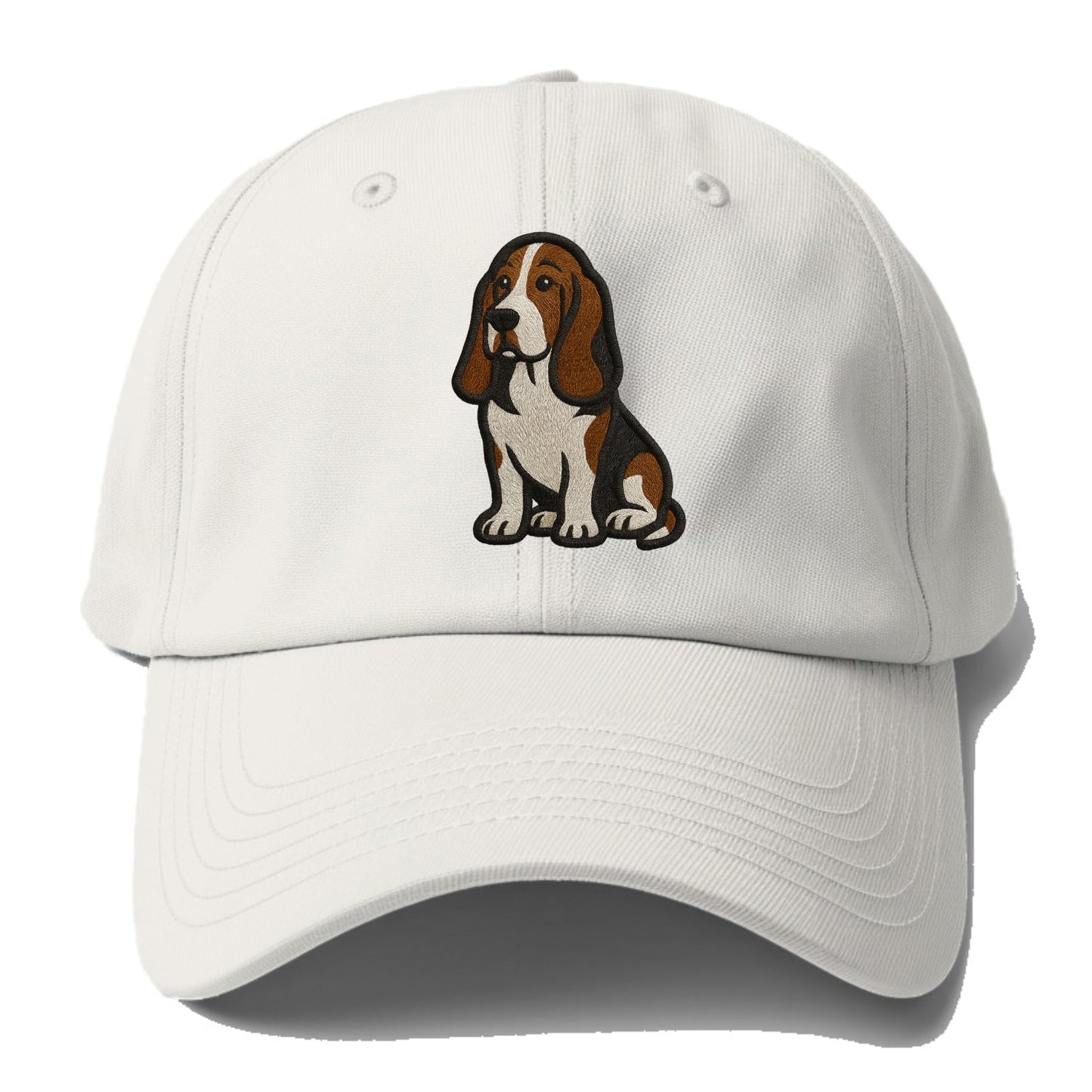 Basset Hound - Tri-color embroidered sit Baseball Cap