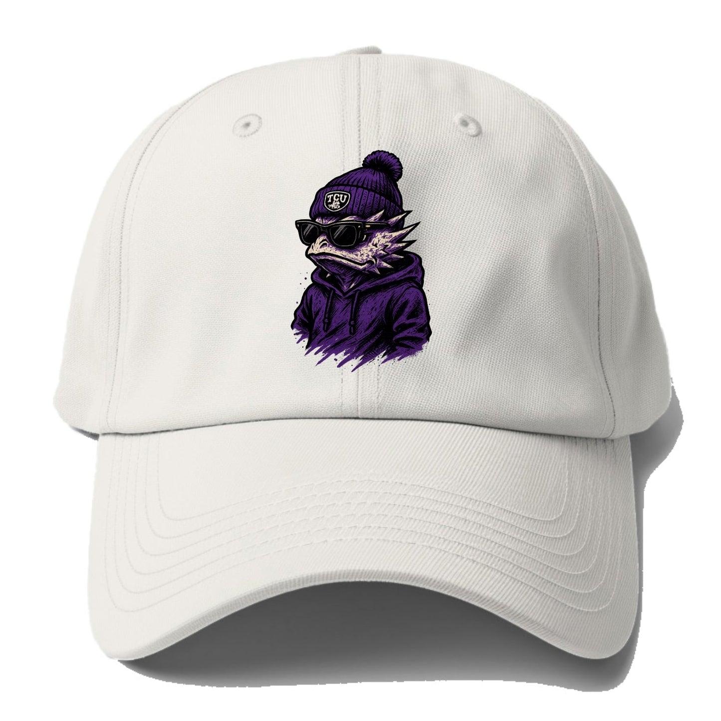 Fort Worth Horned Frog wearing TCU beanie with frog patch - Baseball Cap