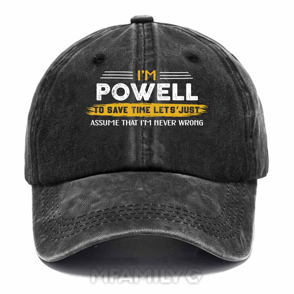 Powell Never Wrong Washed Baseball Cap
