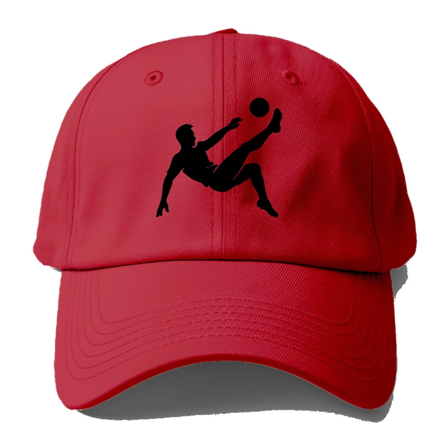 Soccer player kicking ball mid-air - Baseball Cap