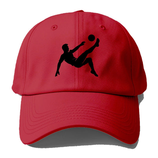 Soccer player kicking ball mid-air - Baseball Cap