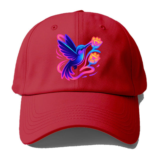 Hummingbird delivering miniature love letters tucked inside flower envelopes - Baseball Cap