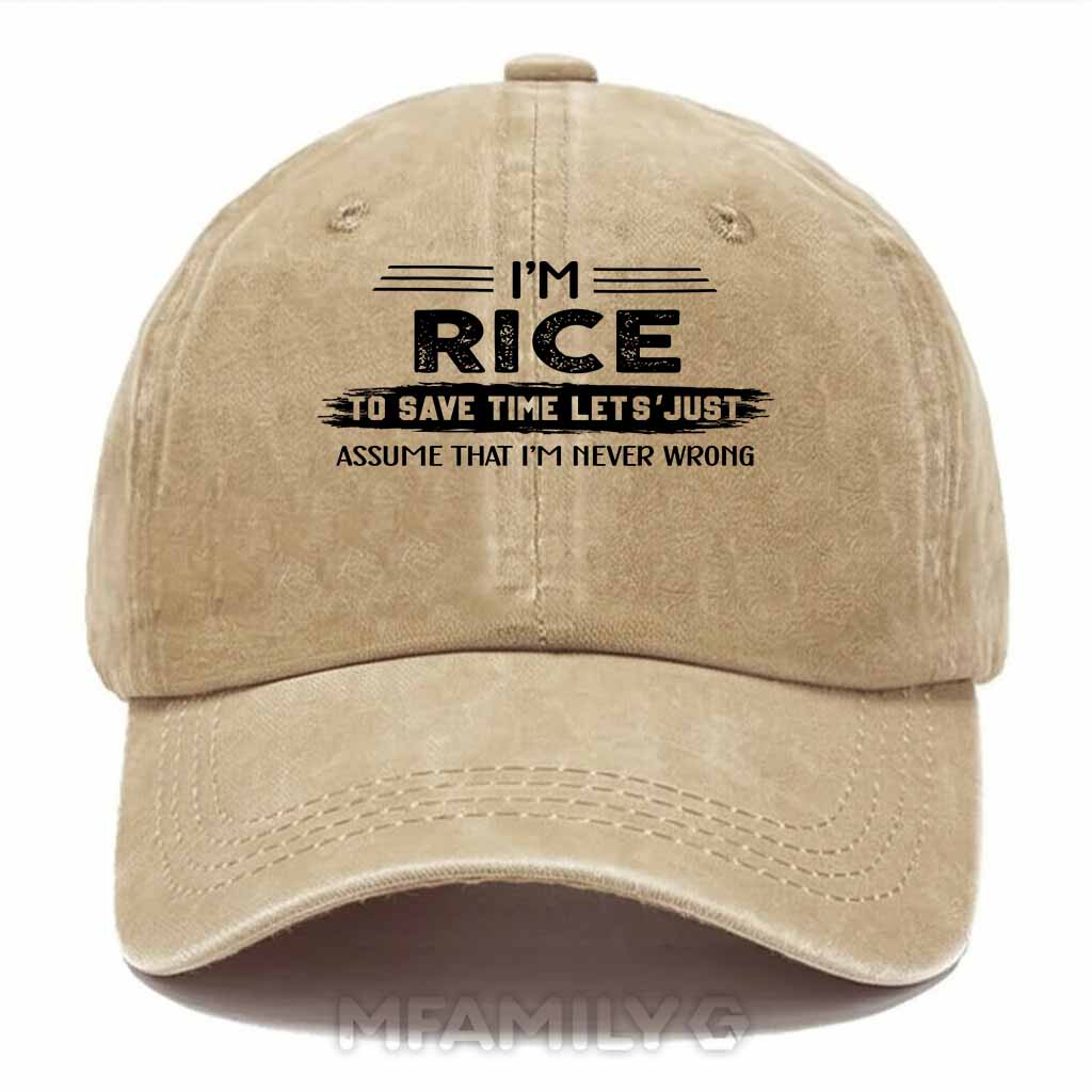 Rice Never Wrong Washed Baseball Cap