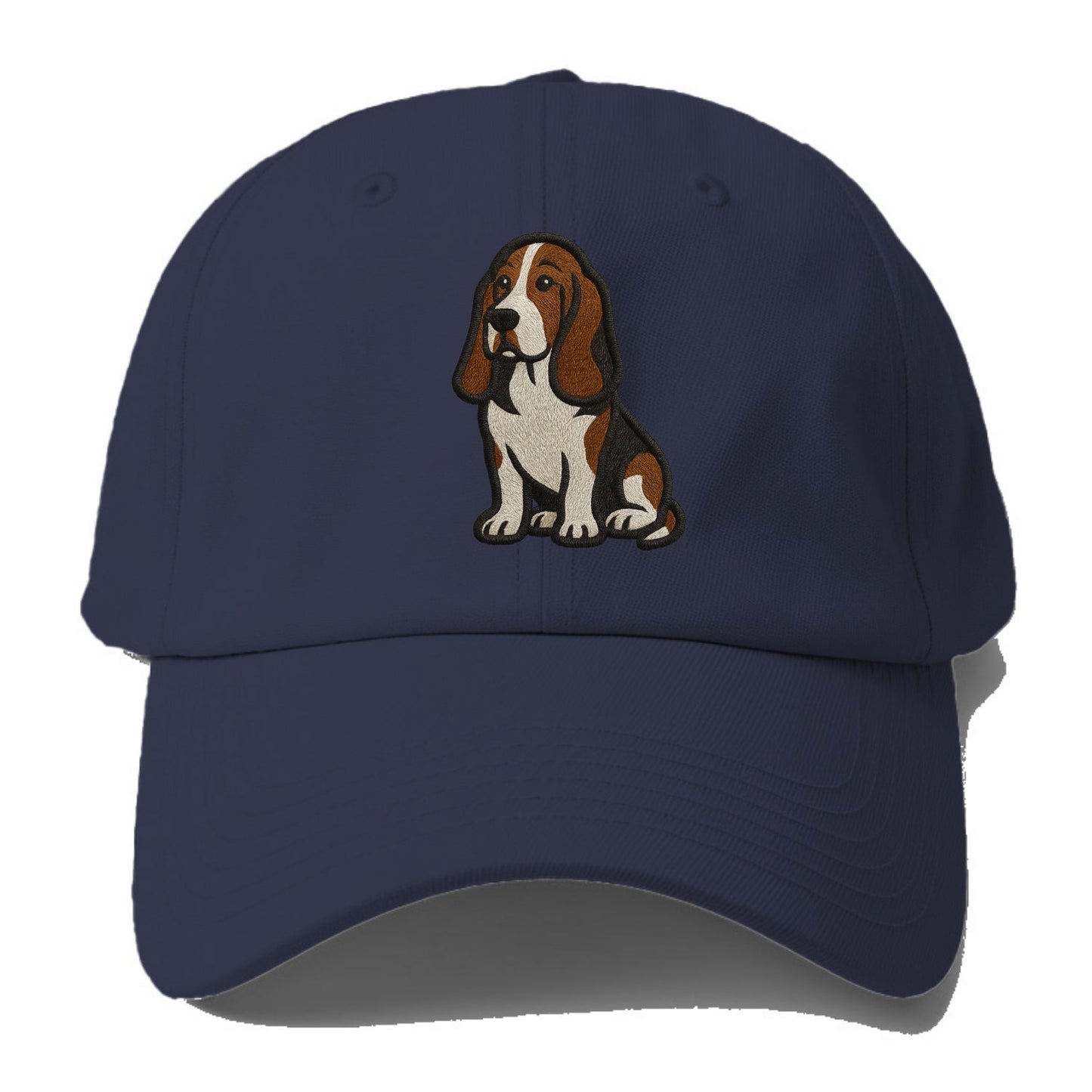 Basset Hound - Tri-color embroidered sit Baseball Cap