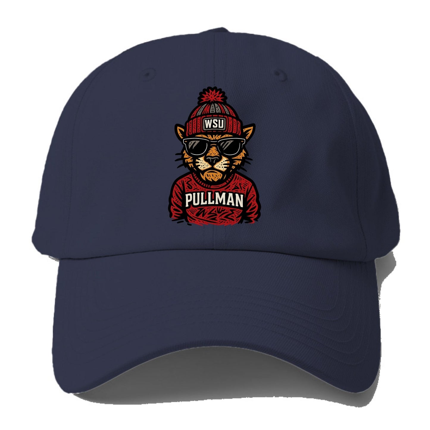 Pullman Cougar wearing Washington State beanie with WSU patch - Baseball Cap
