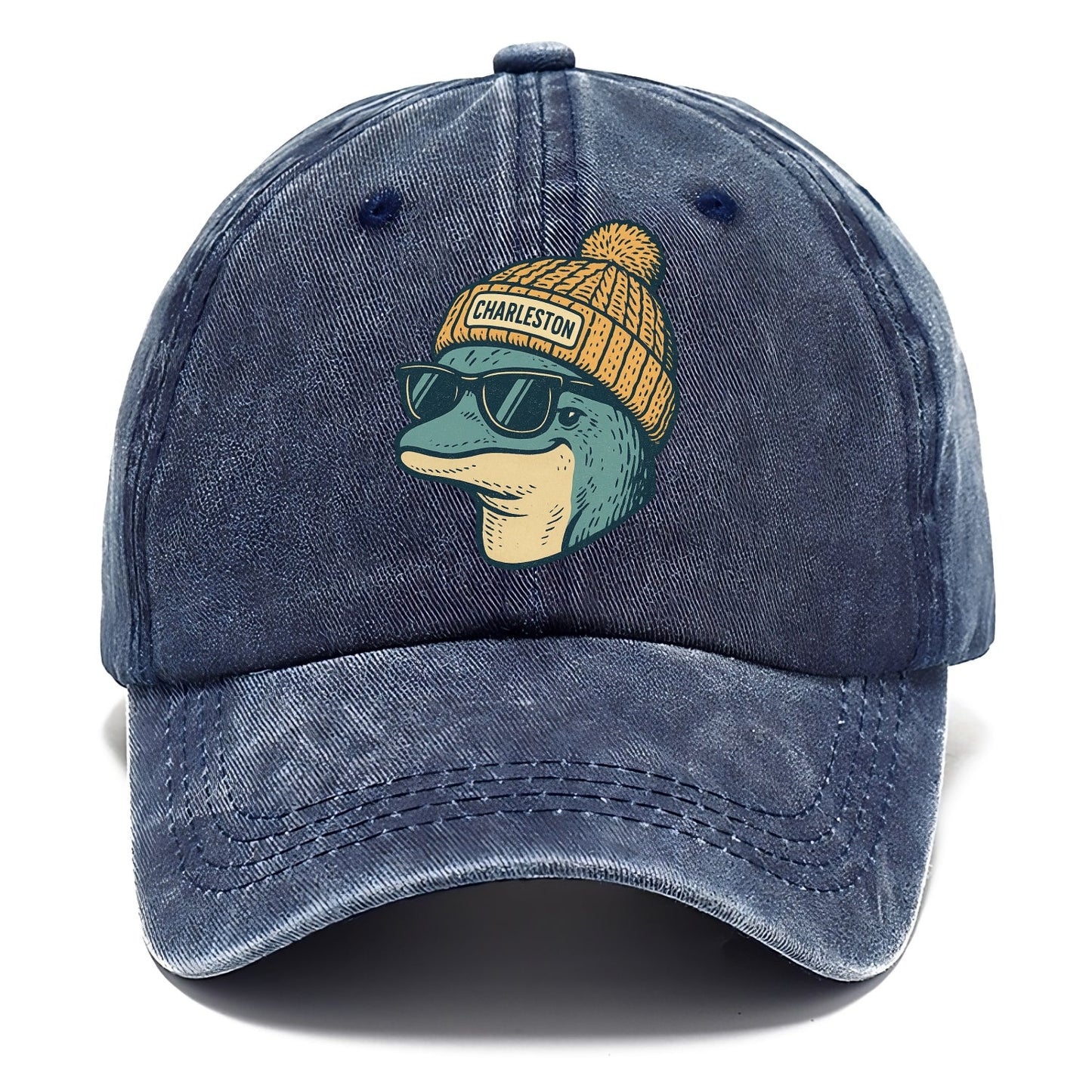 Charleston Dolphin wearing Charleston beanie with pom pom and wayfarer sunglasses - Classic Cap