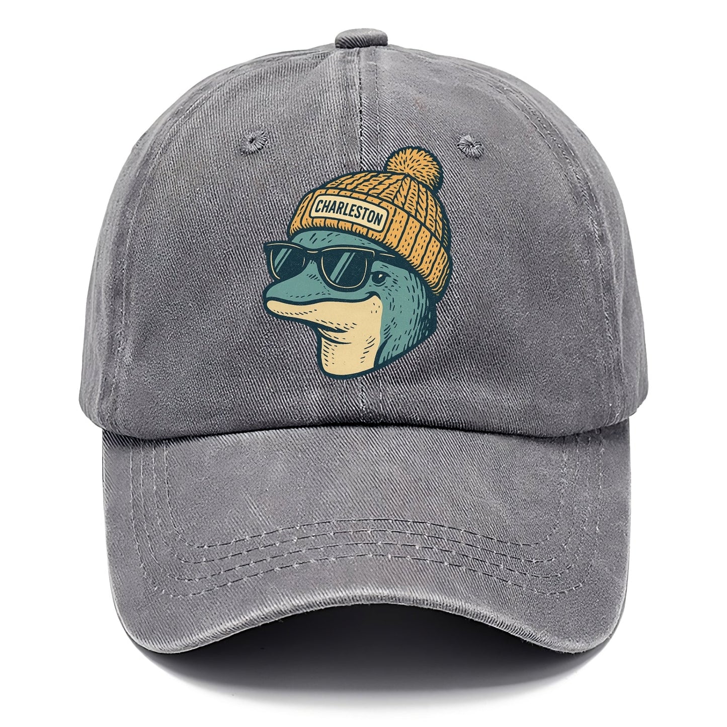 Charleston Dolphin wearing Charleston beanie with pom pom and wayfarer sunglasses - Classic Cap