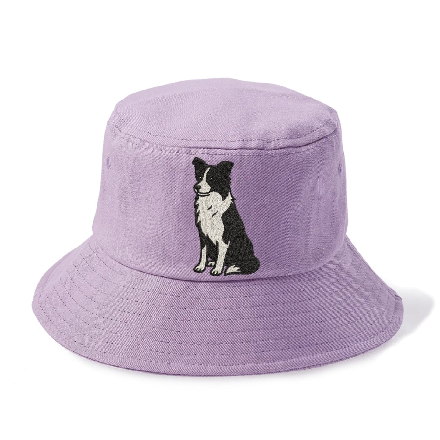 Border Collie Black And White Sitting Pose Bucket Hat