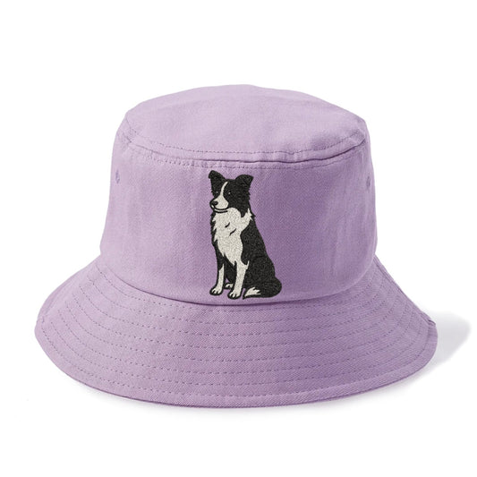 Border Collie Black And White Sitting Pose Bucket Hat