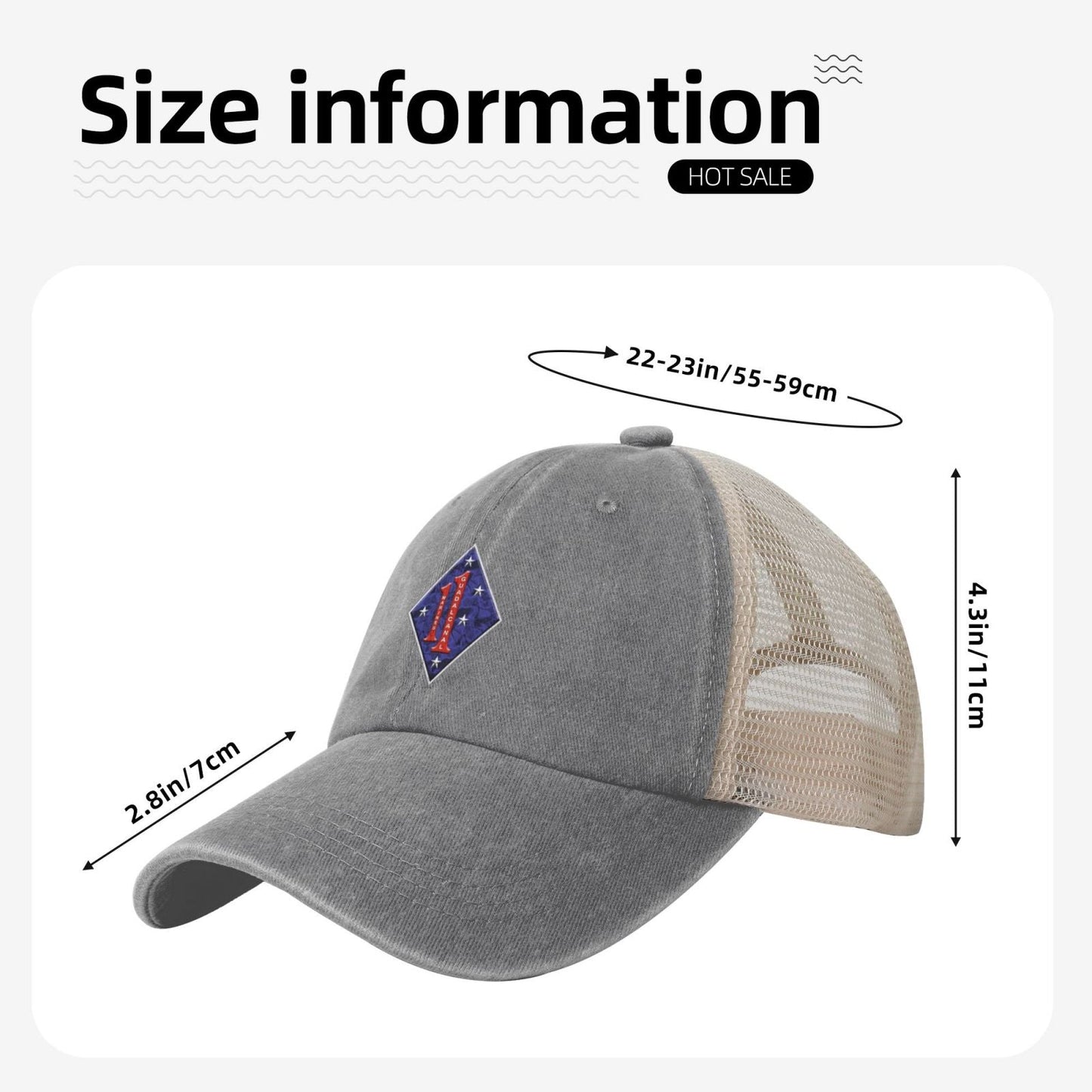 1st Marine Regiment Printed unisex baseball cap adjustable grid baseball cap veteran gift