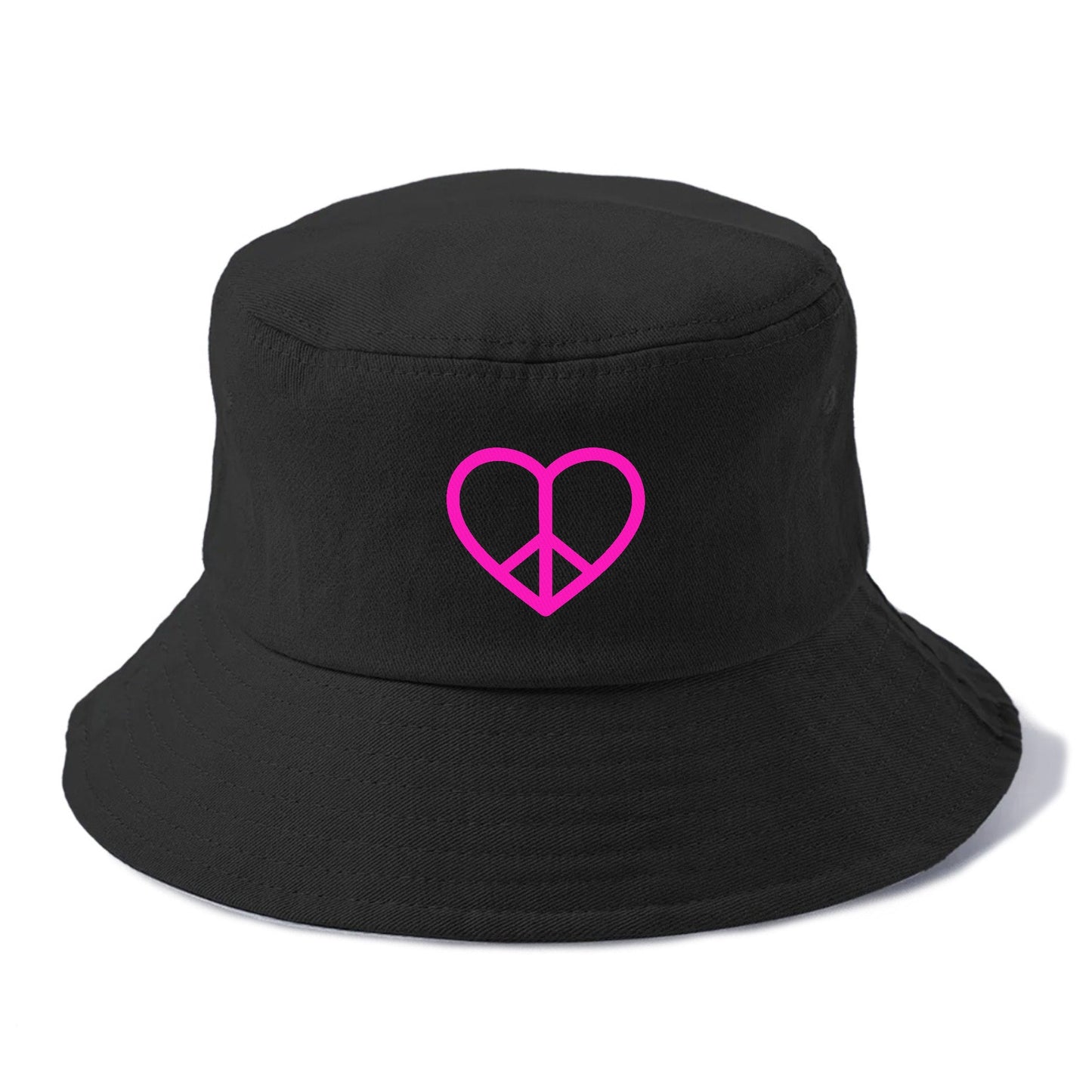 Retro 80s Heart Peace Sign Bucket Hat