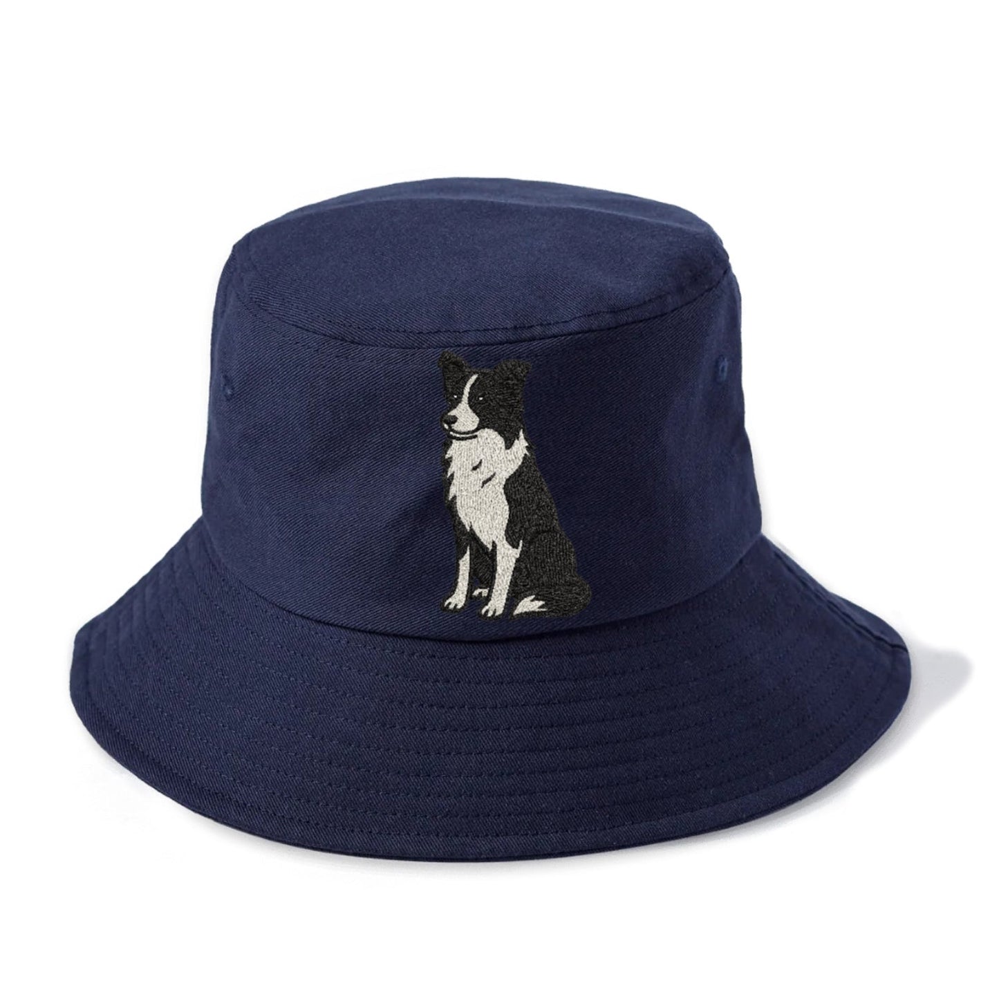 Border Collie Black And White Sitting Pose Bucket Hat