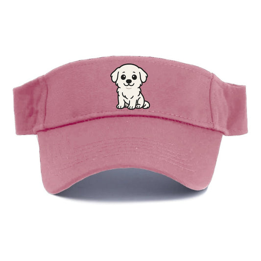 Great Pyrenees White Fluffy Sitting Pose Portrait Design Visor