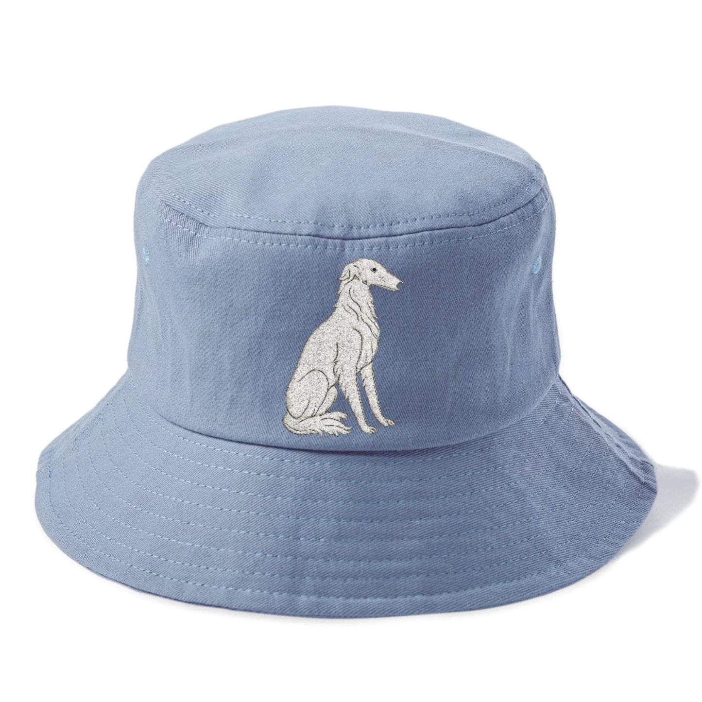 Borzoi White Sitting Pose Bucket Hat