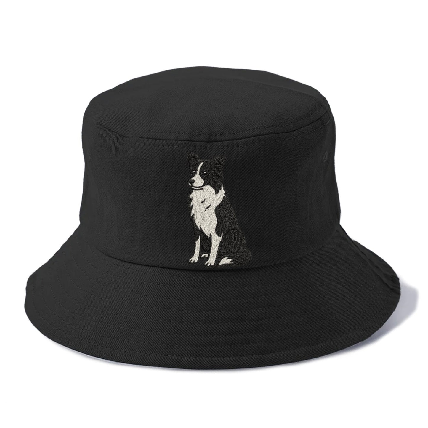 Border Collie Black And White Sitting Pose Bucket Hat