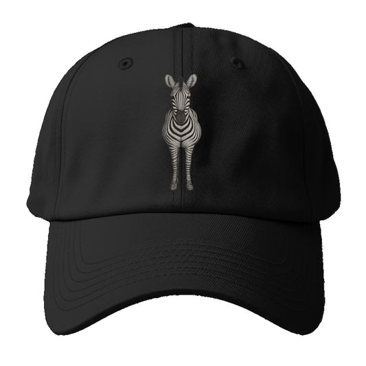 Zebra Portrait Striking Black And White Baseball Cap