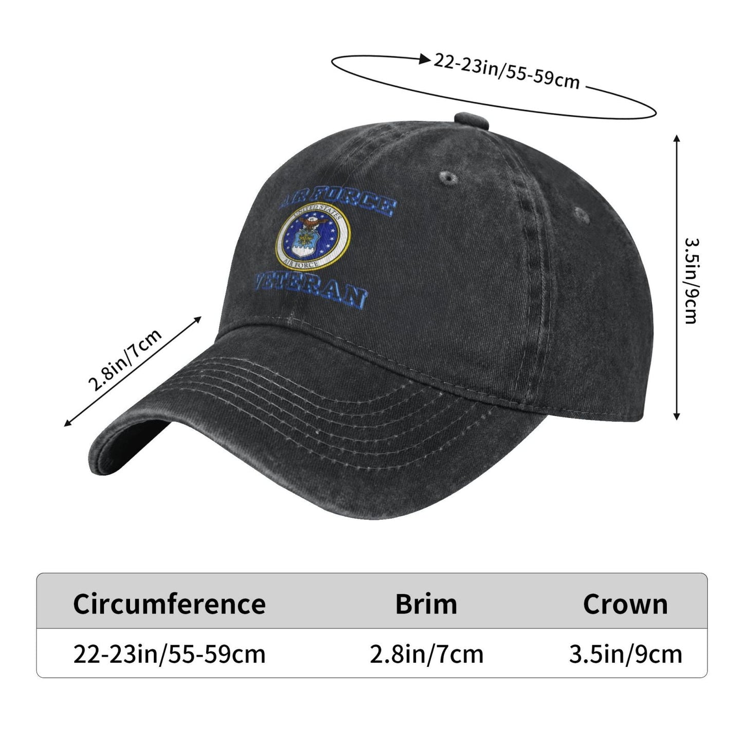 US Air Force Veteran With Usaf Seal 2 Printing unisex baseball cap adjustable hats veteran gift